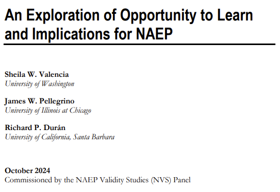 New From the NAEP Validity Studies Panel: An Exploration of Opportunity to Learn and Implications for NAEP